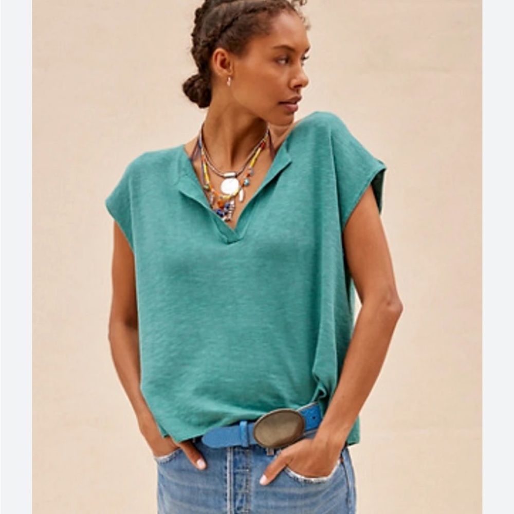 Free People Beach Marina Del Sol Sweater Top Green